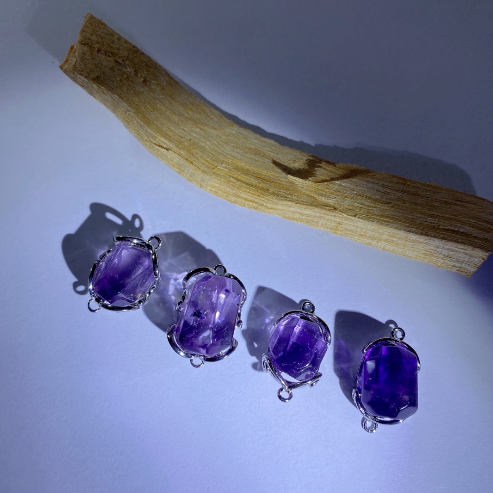 BKL拋光切面紫水晶雙耳白銅包邊-細節圖4