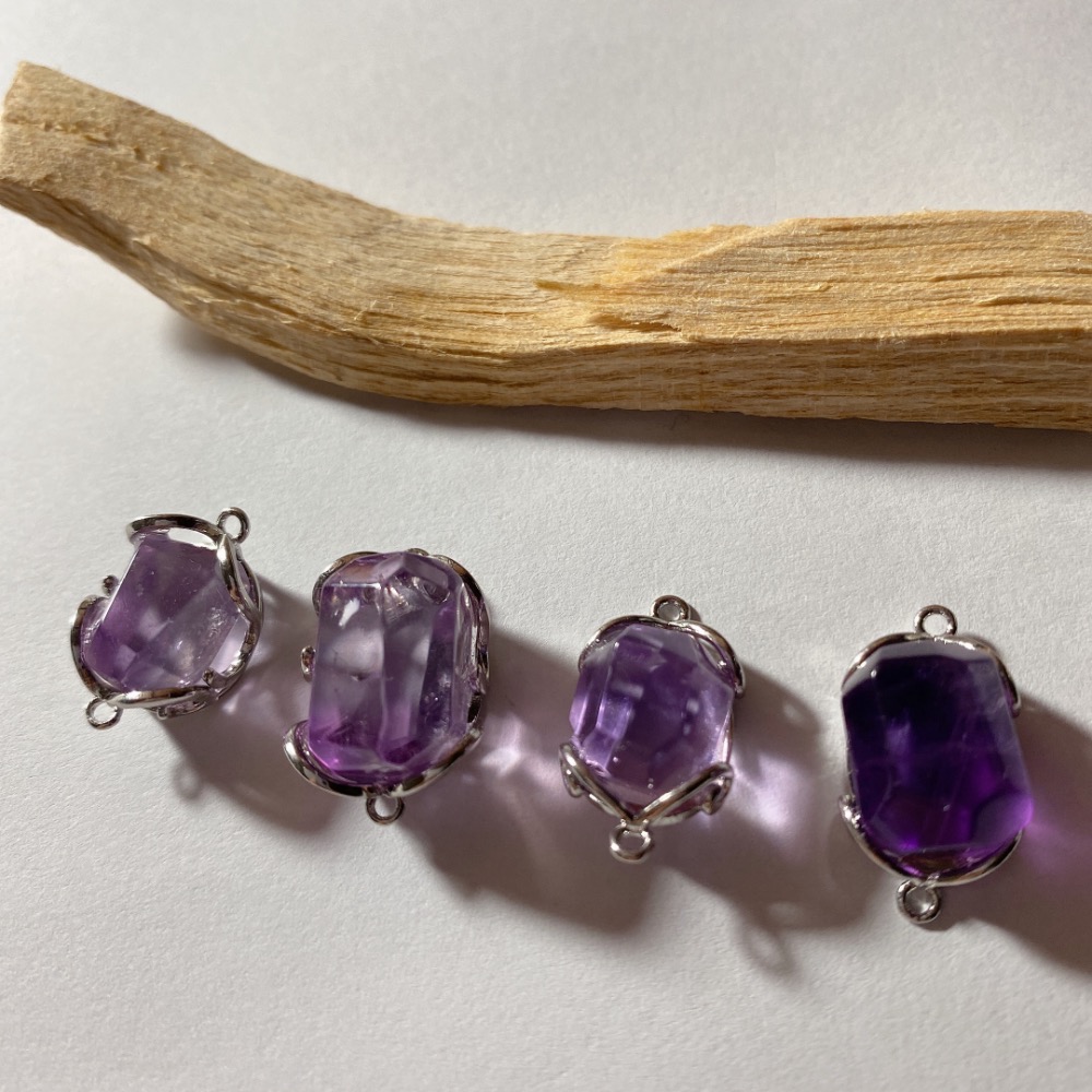 BKL拋光切面紫水晶雙耳白銅包邊-細節圖5