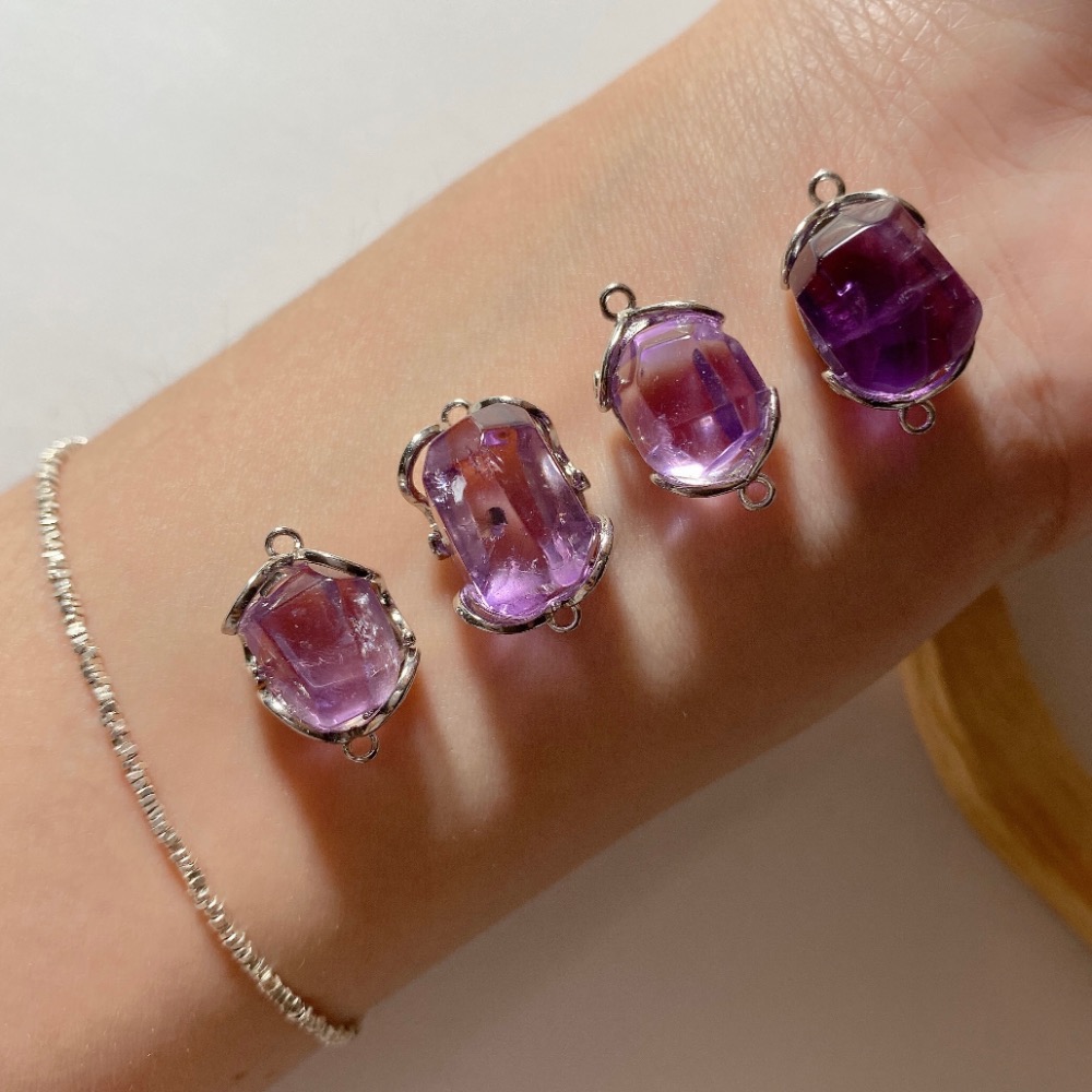 BKL拋光切面紫水晶雙耳白銅包邊-細節圖6