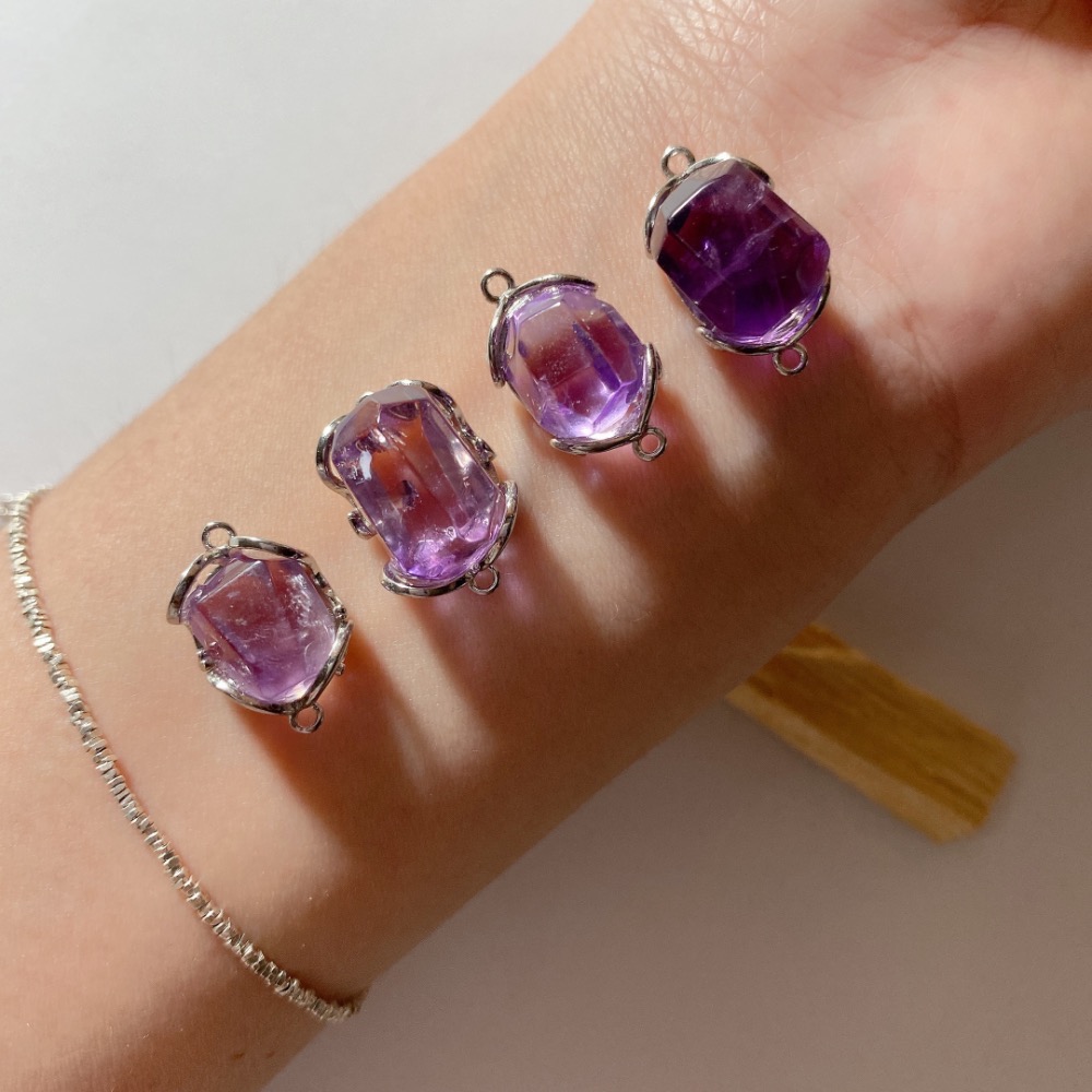 BKL拋光切面紫水晶雙耳白銅包邊-細節圖7