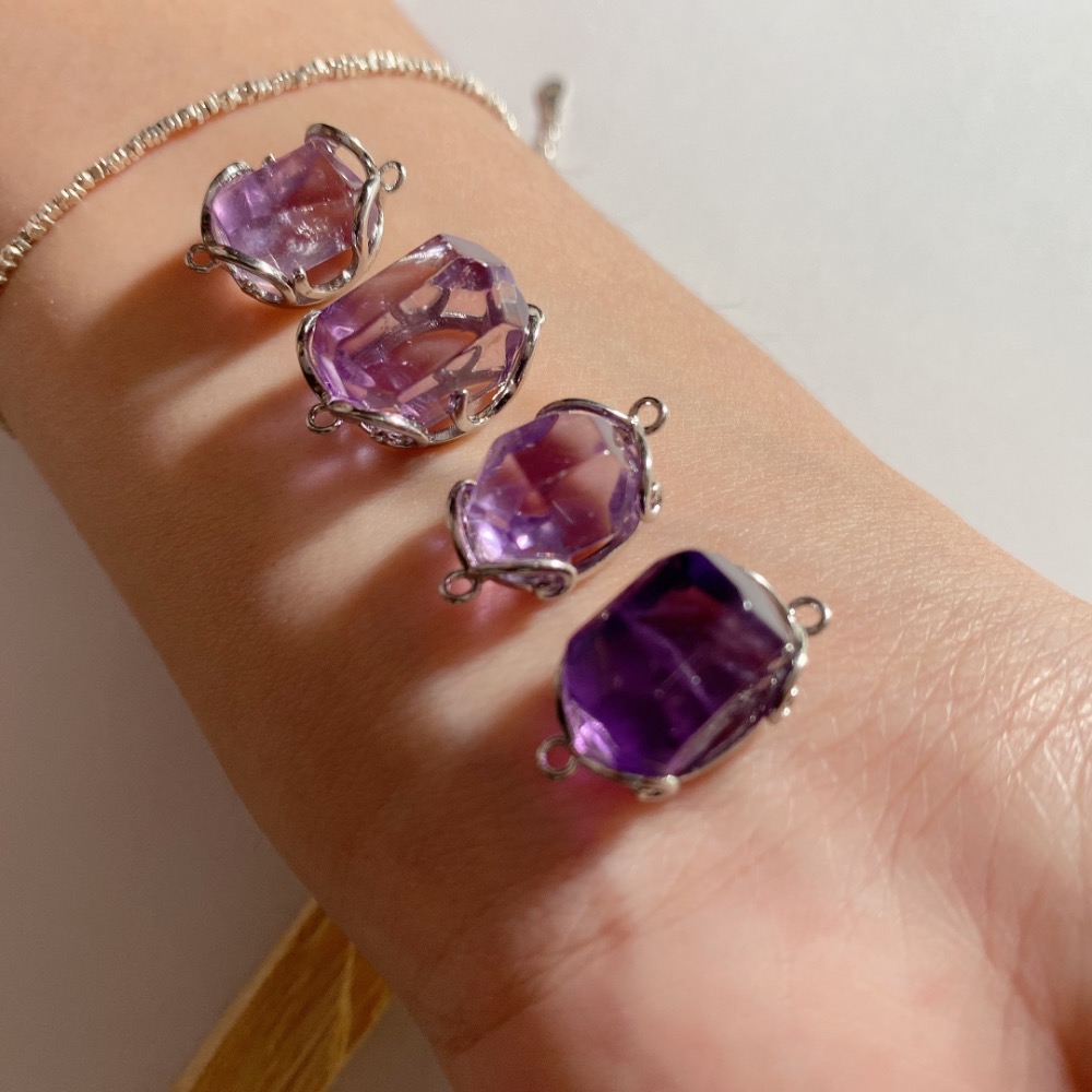 BKL拋光切面紫水晶雙耳白銅包邊-細節圖8