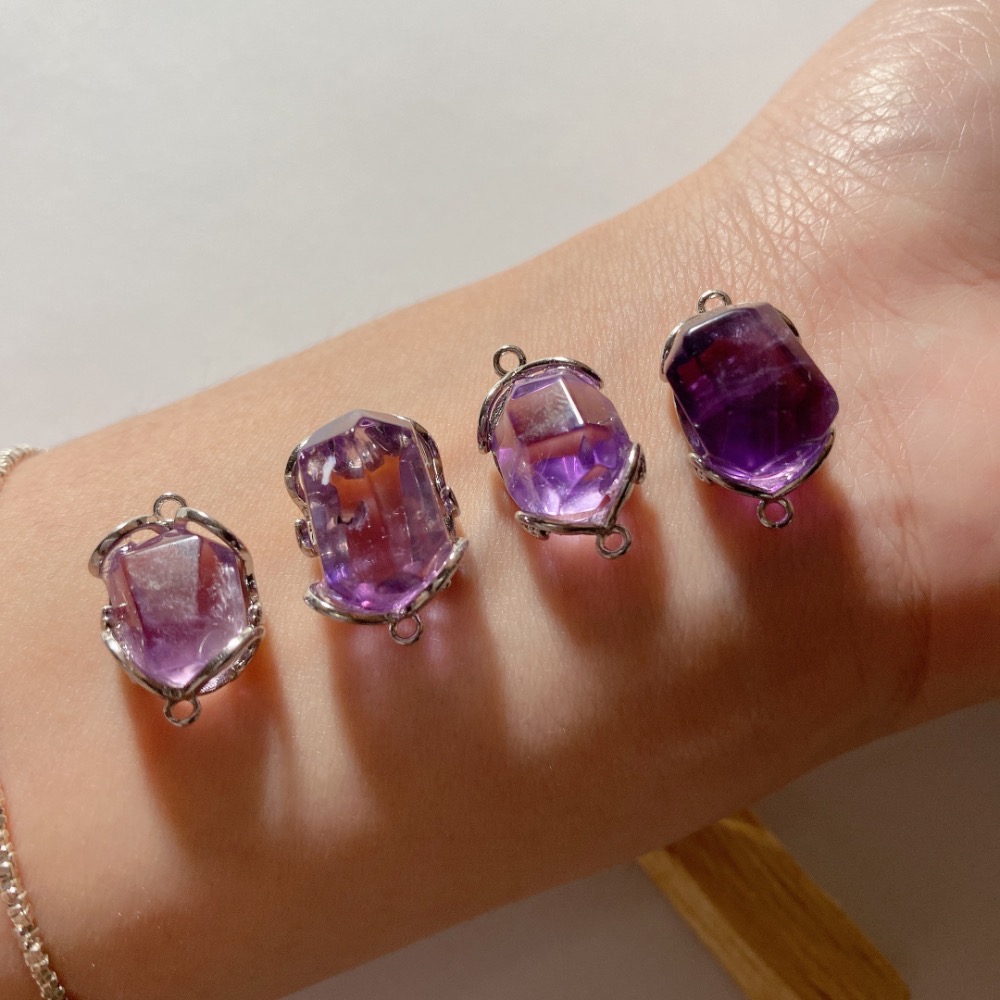 BKL拋光切面紫水晶雙耳白銅包邊-細節圖9