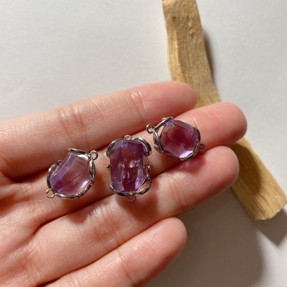 BKL拋光切面紫水晶雙耳白銅包邊-細節圖10