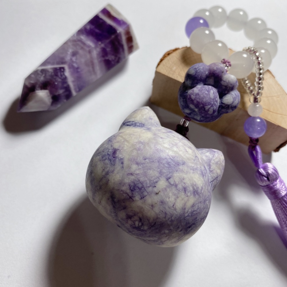 BKL紫松石貓頭x貓爪雕刻手捻-細節圖3