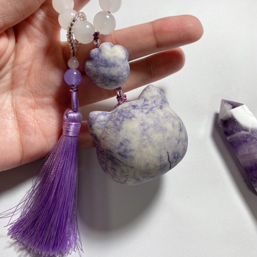 BKL紫松石貓頭x貓爪雕刻手捻-細節圖5