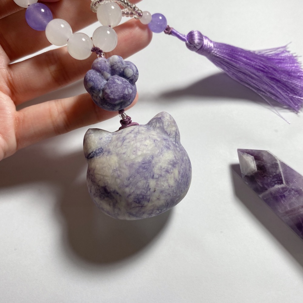 BKL紫松石貓頭x貓爪雕刻手捻-細節圖8