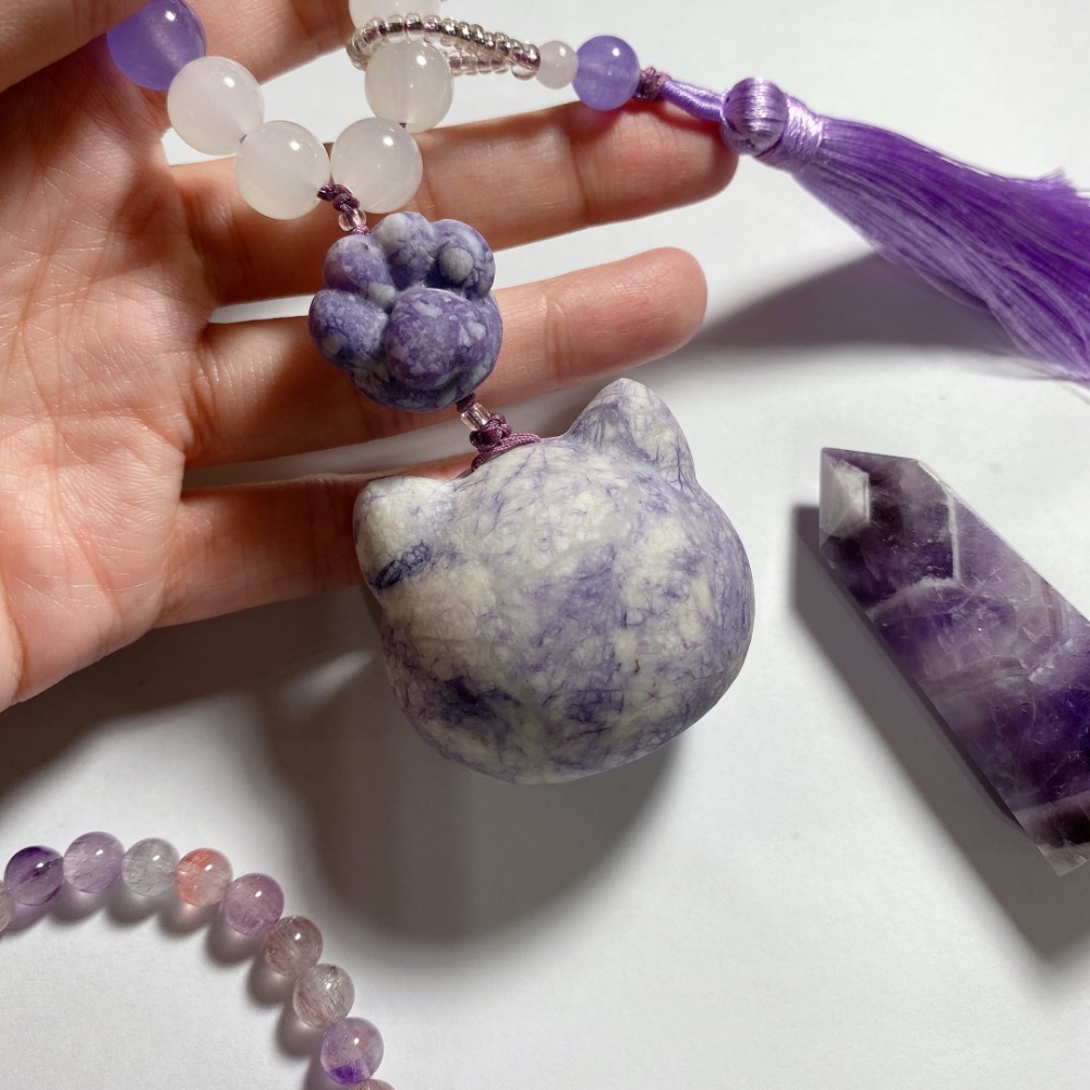 BKL紫松石貓頭x貓爪雕刻手捻-細節圖9