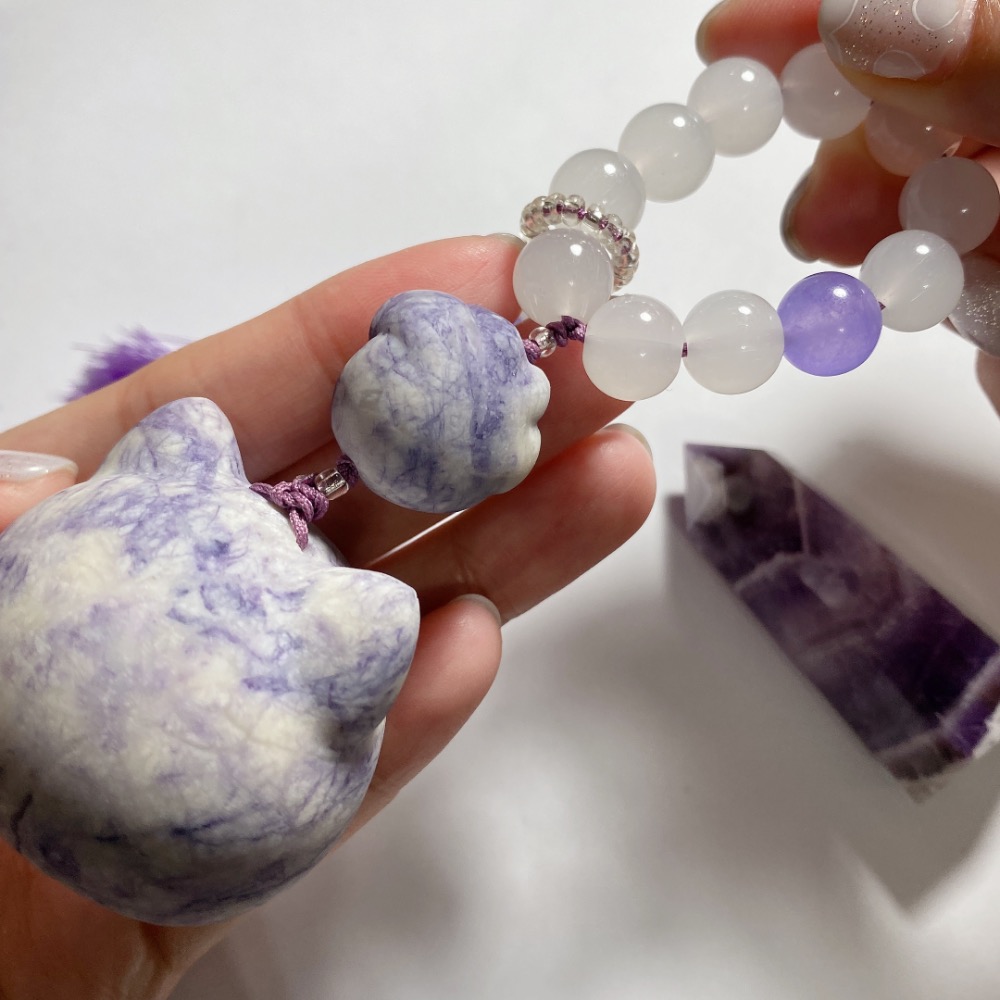 BKL紫松石貓頭x貓爪雕刻手捻-細節圖10