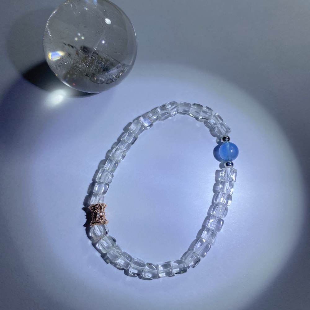 BKL魔鬼藍海藍寶x冰塊白水晶｜設計款-細節圖2