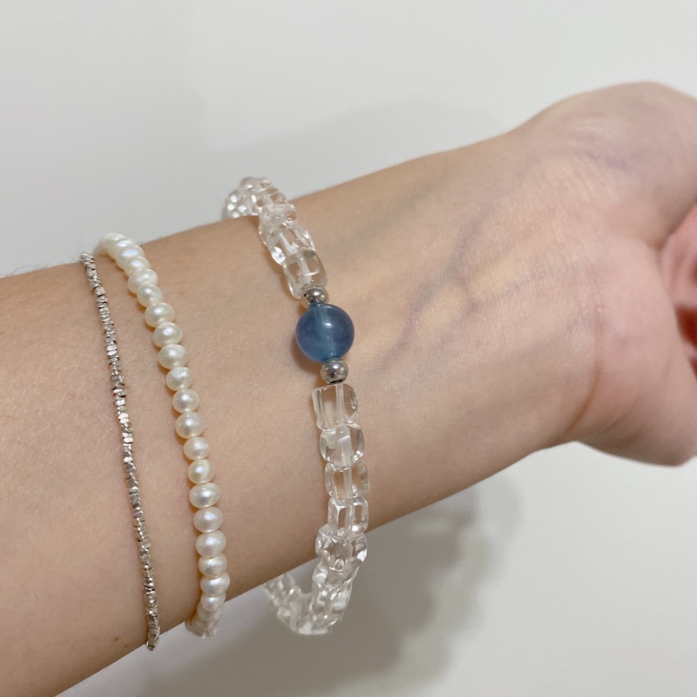 BKL魔鬼藍海藍寶x冰塊白水晶｜設計款-細節圖6