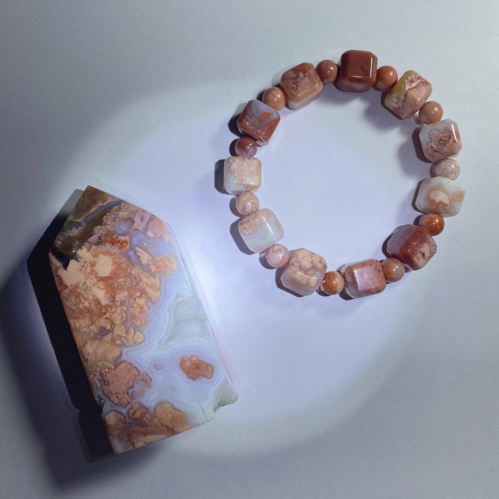 BKL瑪瑙粉櫻花瑪瑙·波波球軟糖·瑪瑙晶洞｜能量柱-細節圖2