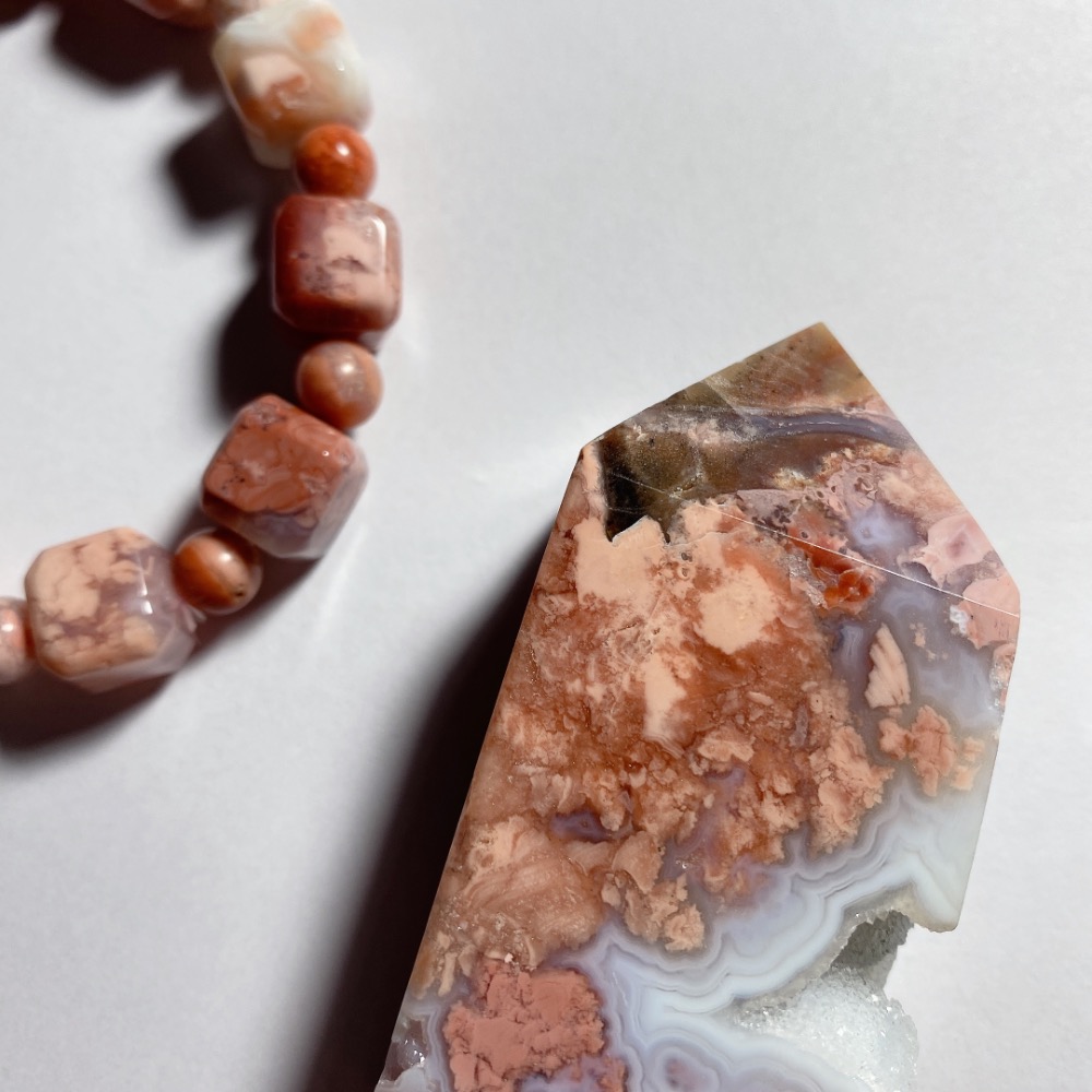 BKL瑪瑙粉櫻花瑪瑙·波波球軟糖·瑪瑙晶洞｜能量柱-細節圖4