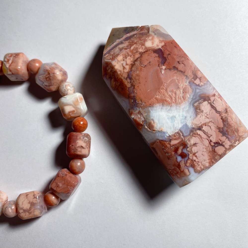 BKL瑪瑙粉櫻花瑪瑙·波波球軟糖·瑪瑙晶洞｜能量柱-細節圖5