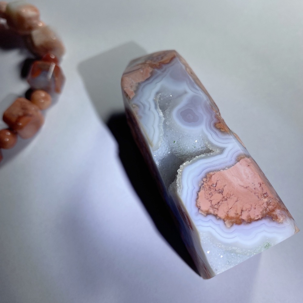 BKL瑪瑙粉櫻花瑪瑙·波波球軟糖·瑪瑙晶洞｜能量柱-細節圖7