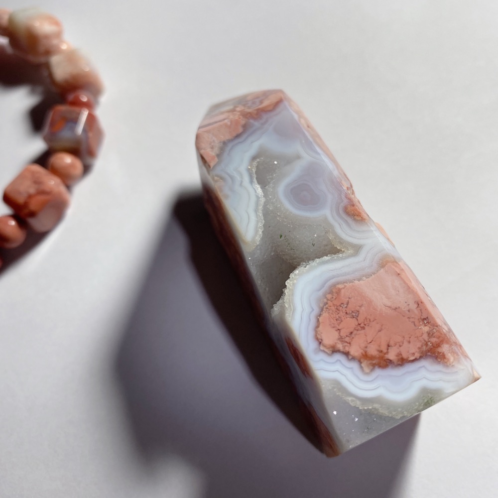 BKL瑪瑙粉櫻花瑪瑙·波波球軟糖·瑪瑙晶洞｜能量柱-細節圖8