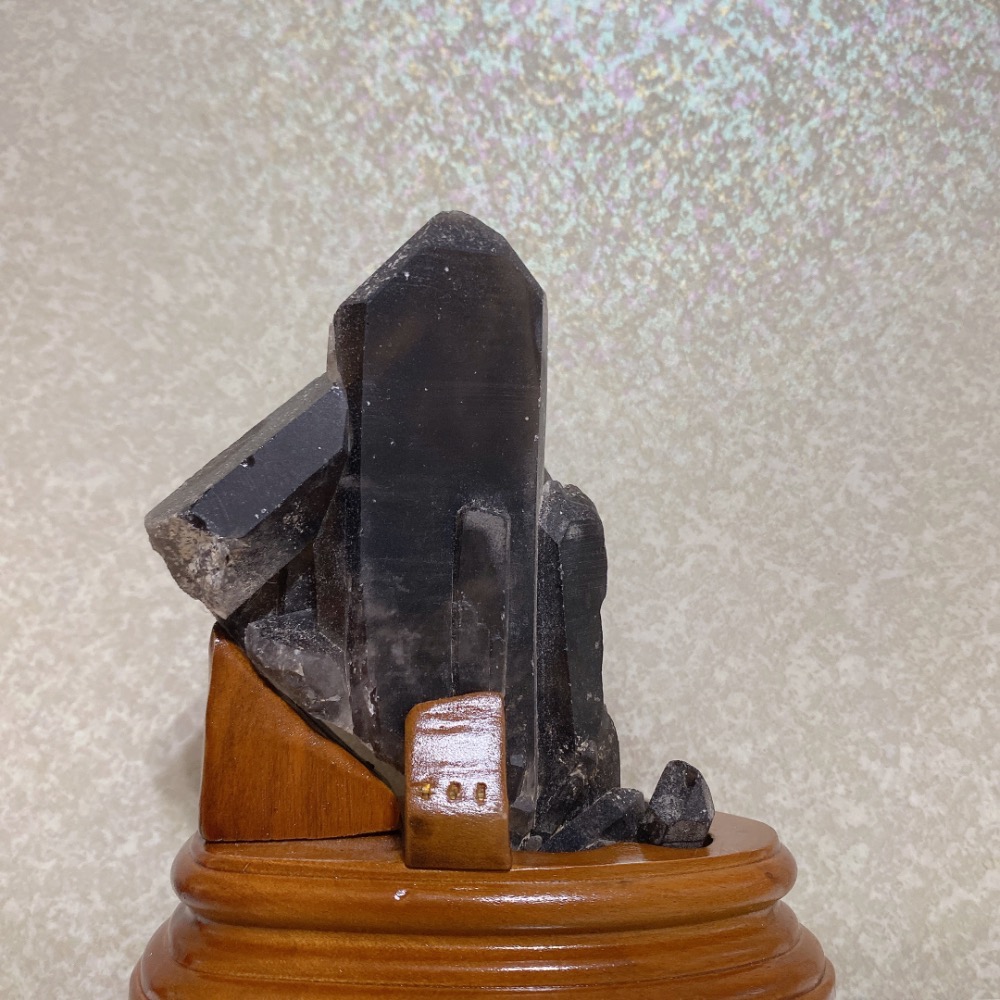 BKL天然巴西墨晶簇·附訂製木頭底座-細節圖4
