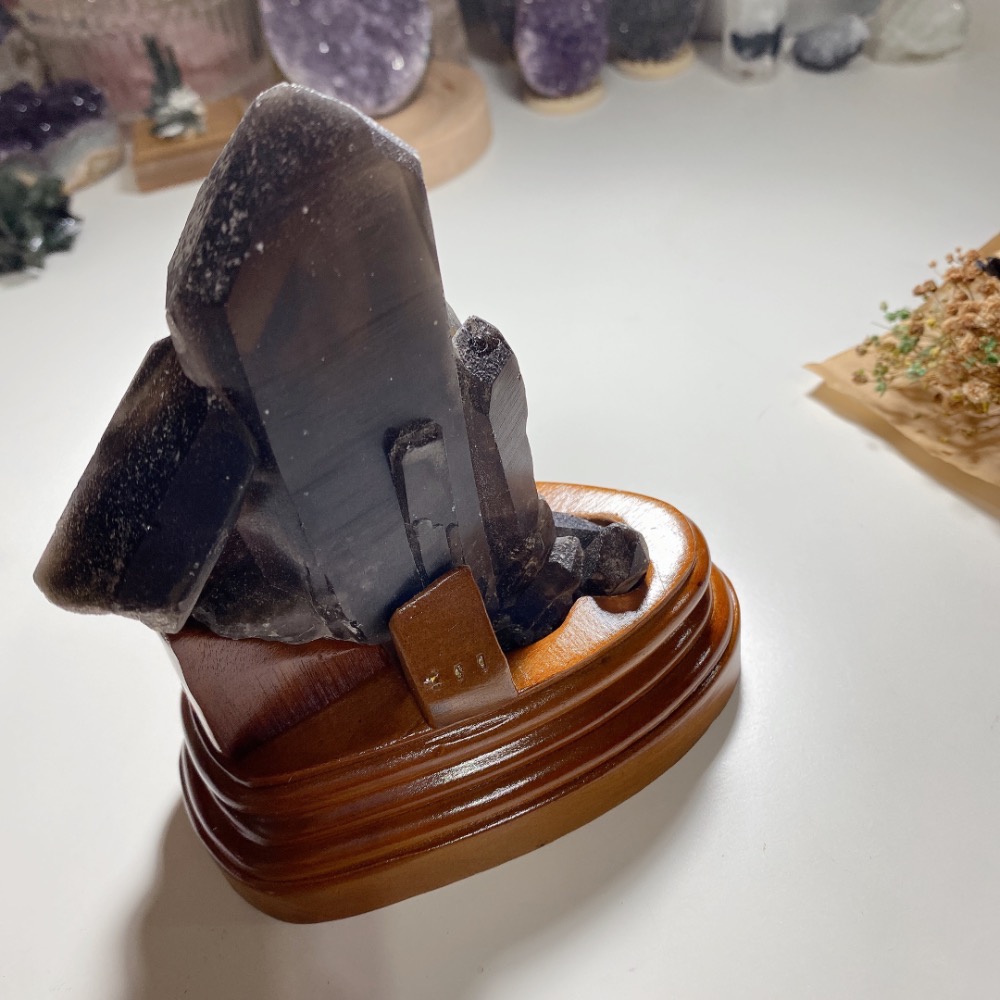 BKL天然巴西墨晶簇·附訂製木頭底座-細節圖5