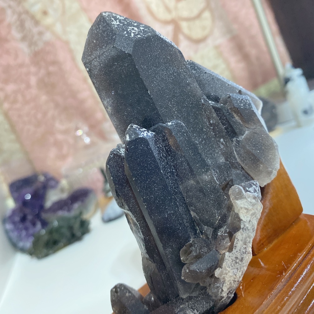 BKL天然巴西墨晶簇·附訂製木頭底座-細節圖7