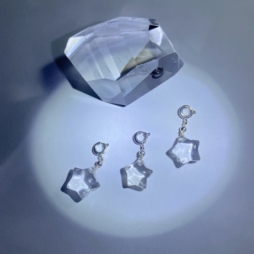 BKL天然白水晶五角星星｜隨意扣-細節圖2