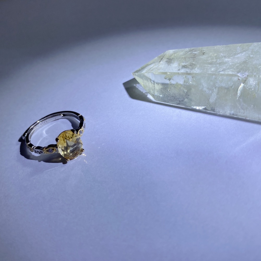 BKL巴西黃水晶鑽切爪鑲戒指-細節圖2