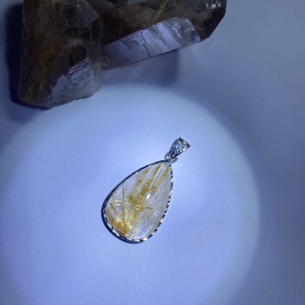 BKL巴西金紅石水滴吊墜 (鈦晶·金髮晶)-細節圖2