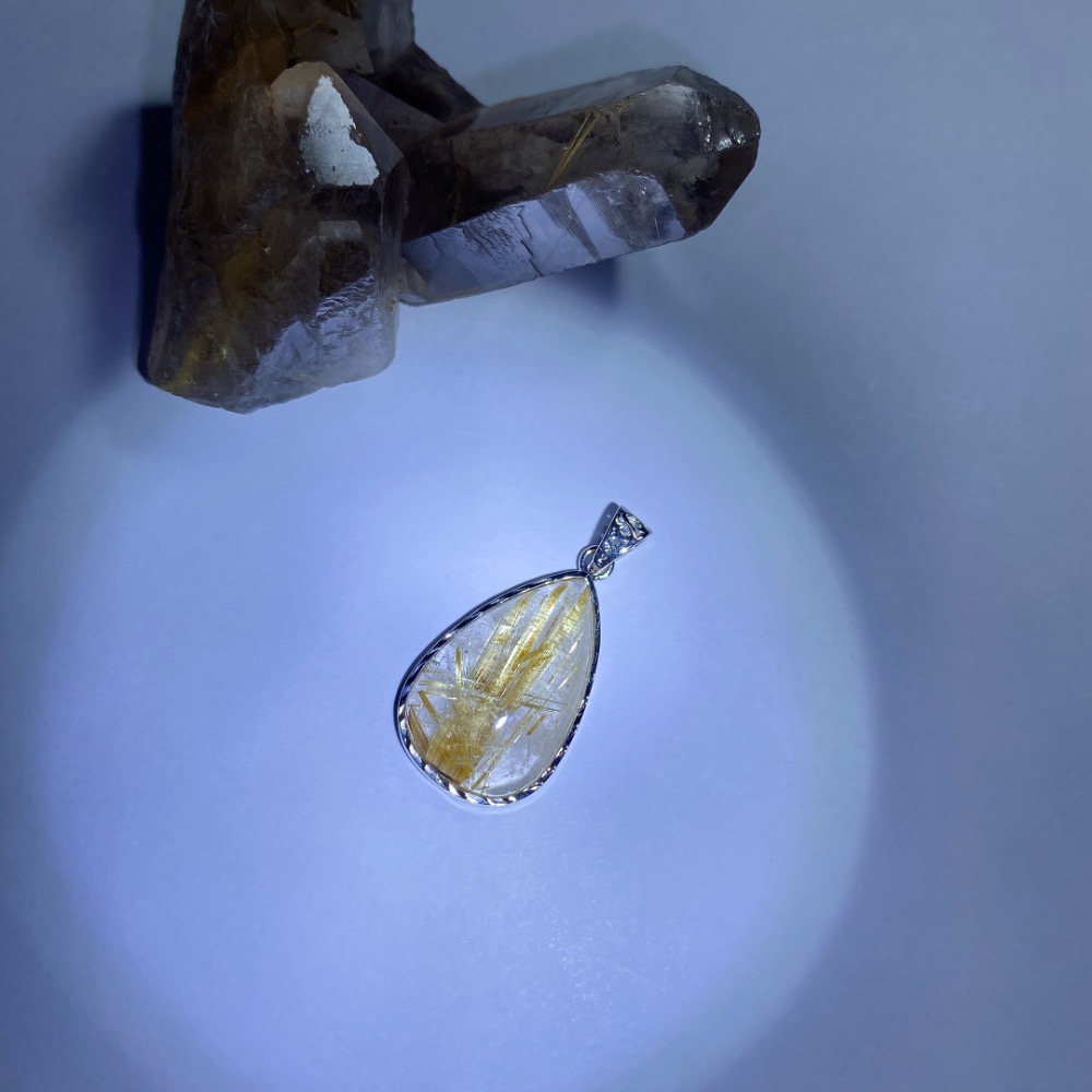 BKL巴西金紅石水滴吊墜 (鈦晶·金髮晶)-細節圖3