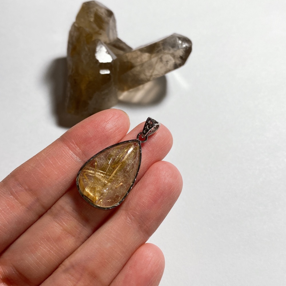 BKL巴西金紅石水滴吊墜 (鈦晶·金髮晶)-細節圖4