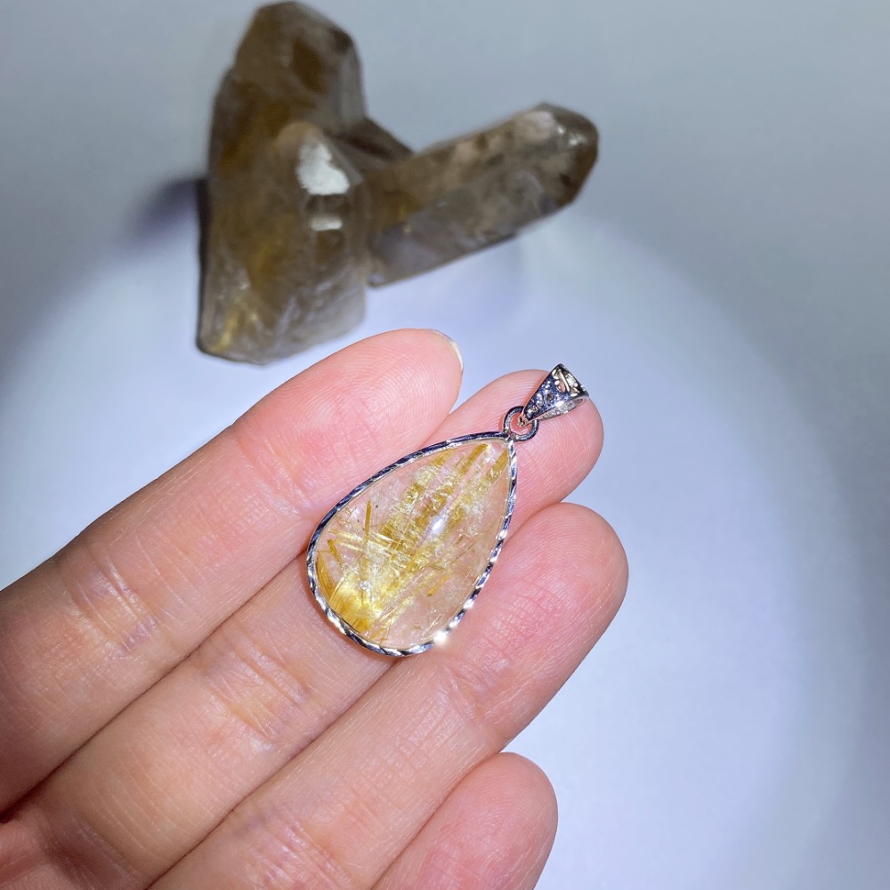 BKL巴西金紅石水滴吊墜 (鈦晶·金髮晶)-細節圖5