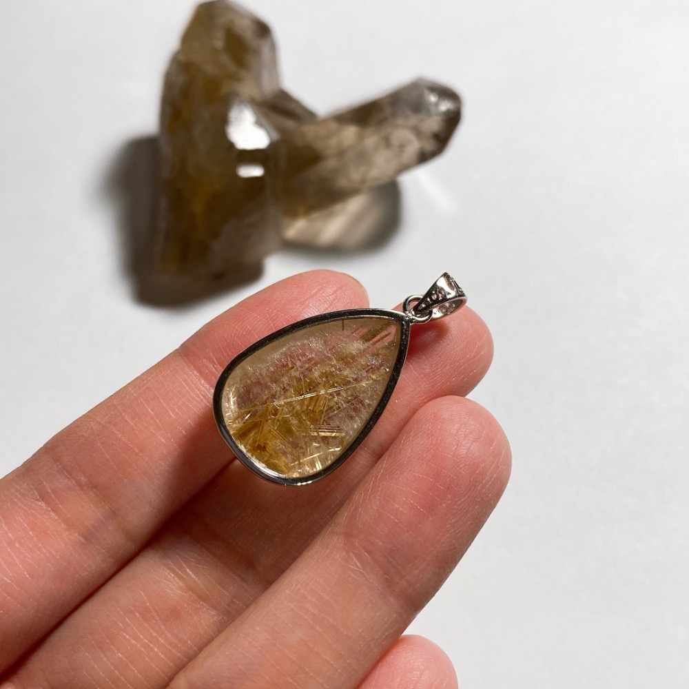 BKL巴西金紅石水滴吊墜 (鈦晶·金髮晶)-細節圖6