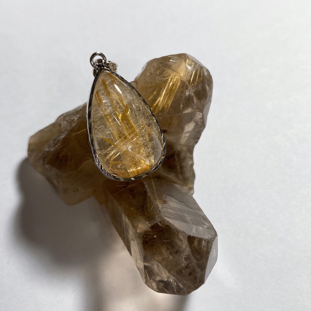 BKL巴西金紅石水滴吊墜 (鈦晶·金髮晶)-細節圖9