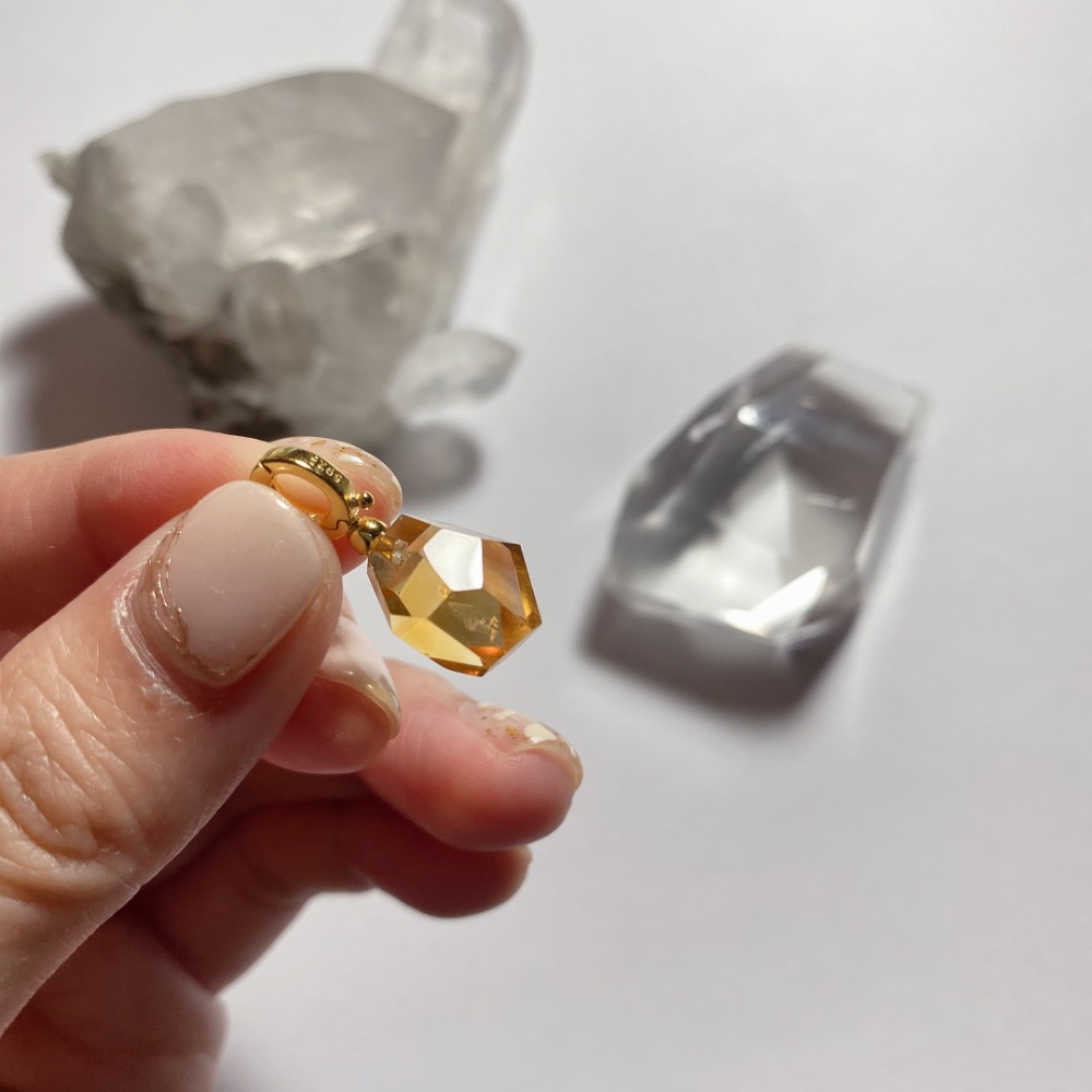 BKL天然角切黃水晶｜隨意釦-細節圖2