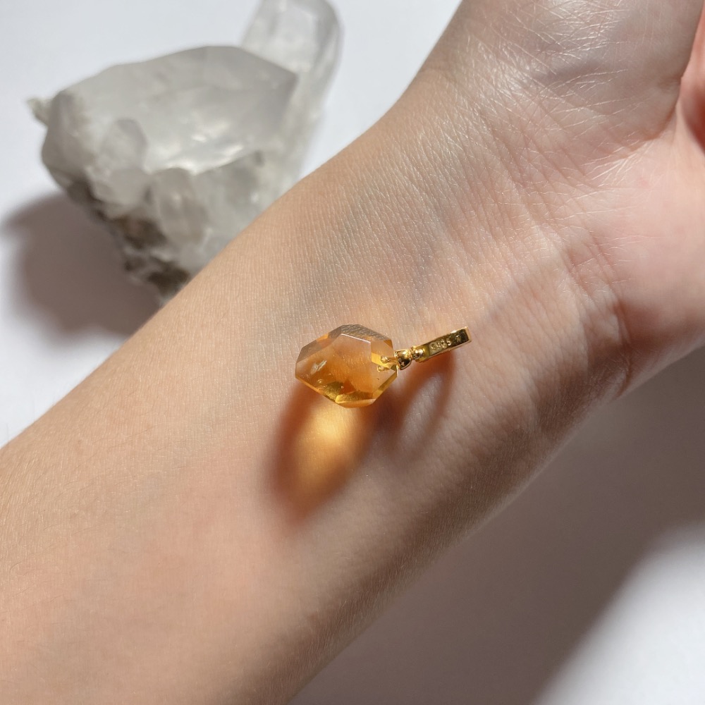 BKL天然角切黃水晶｜隨意釦-細節圖3