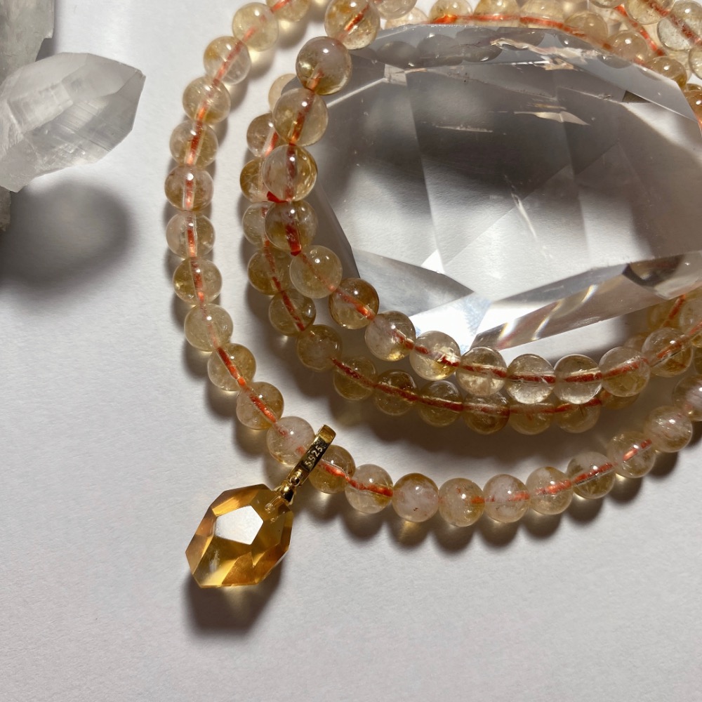 BKL天然角切黃水晶｜隨意釦-細節圖5