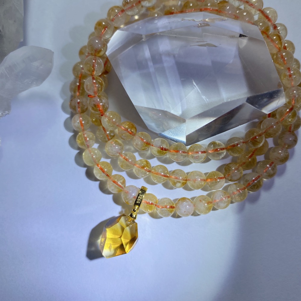 BKL天然角切黃水晶｜隨意釦-細節圖6