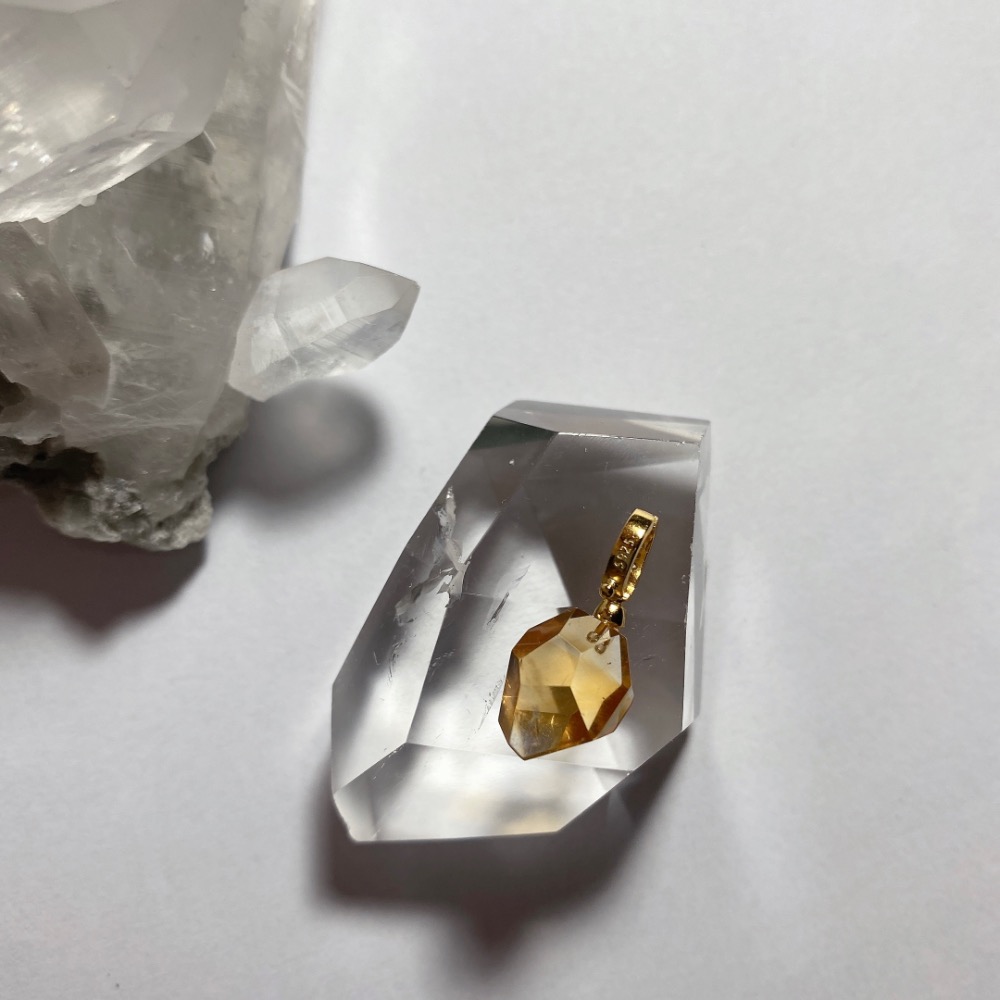 BKL天然角切黃水晶｜隨意釦-細節圖7