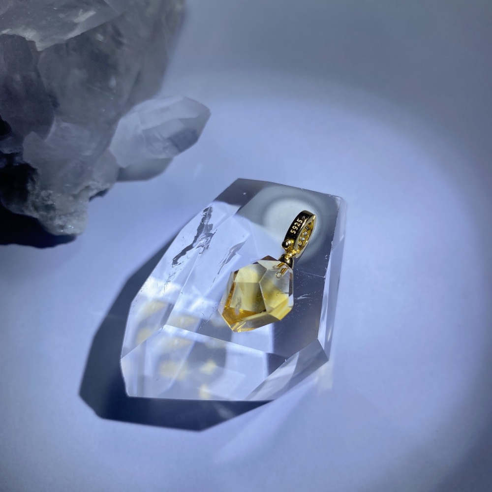 BKL天然角切黃水晶｜隨意釦-細節圖8