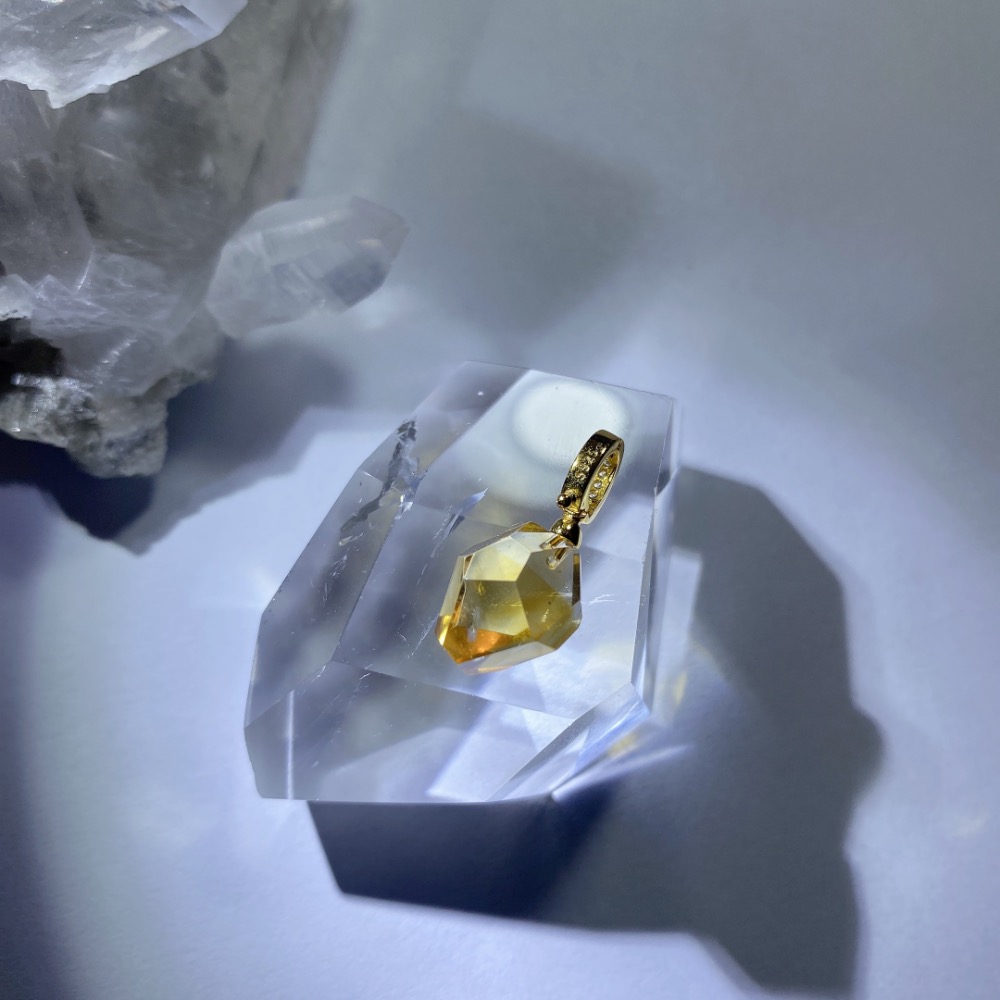 BKL天然角切黃水晶｜隨意釦-細節圖9