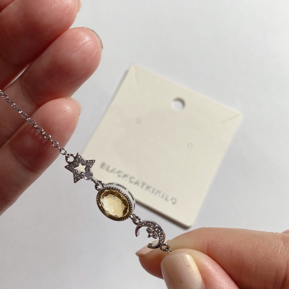 BKL鑽切黃水晶星月鈦鋼手鏈-細節圖6