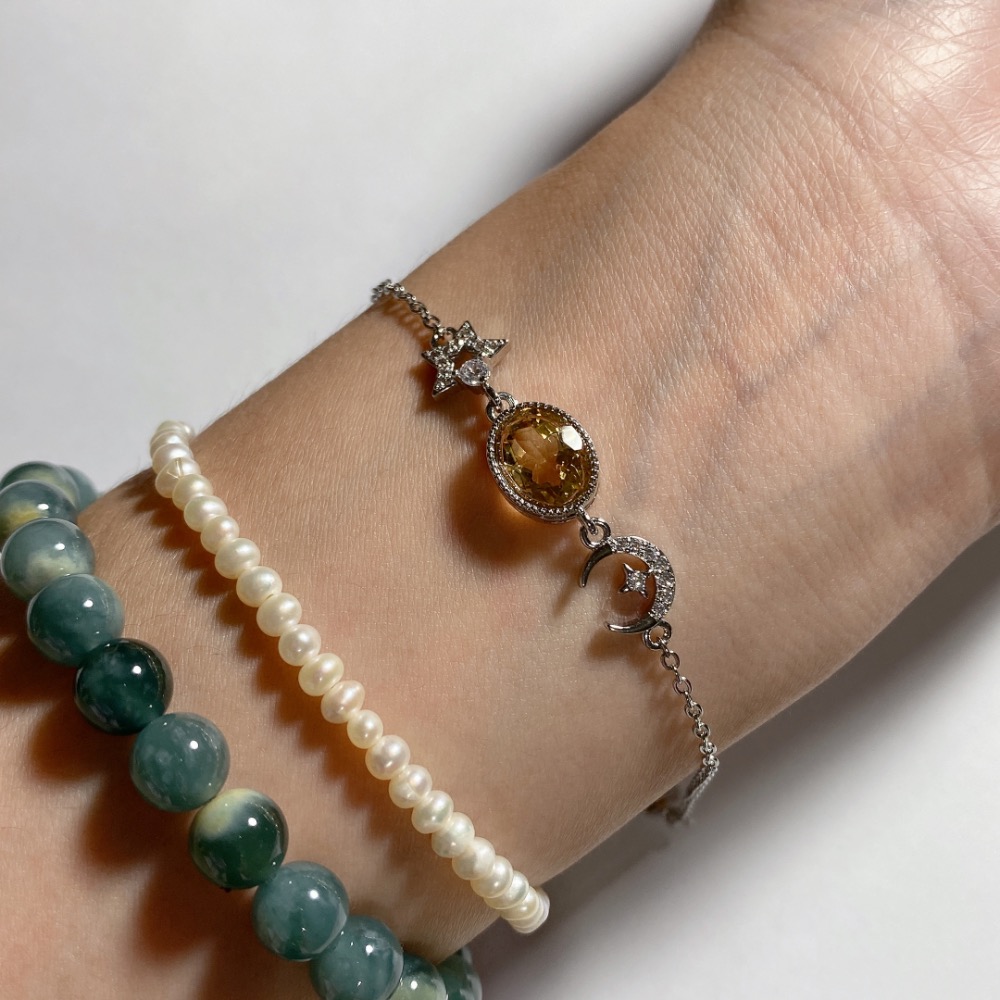 BKL鑽切黃水晶星月鈦鋼手鏈-細節圖7