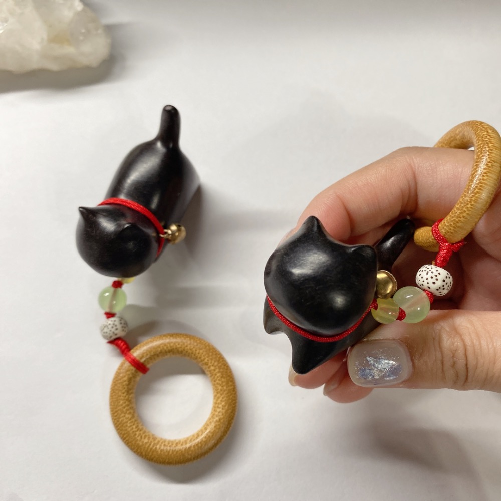 BKL可愛黑檀木貓咪雕刻｜吊飾-細節圖2