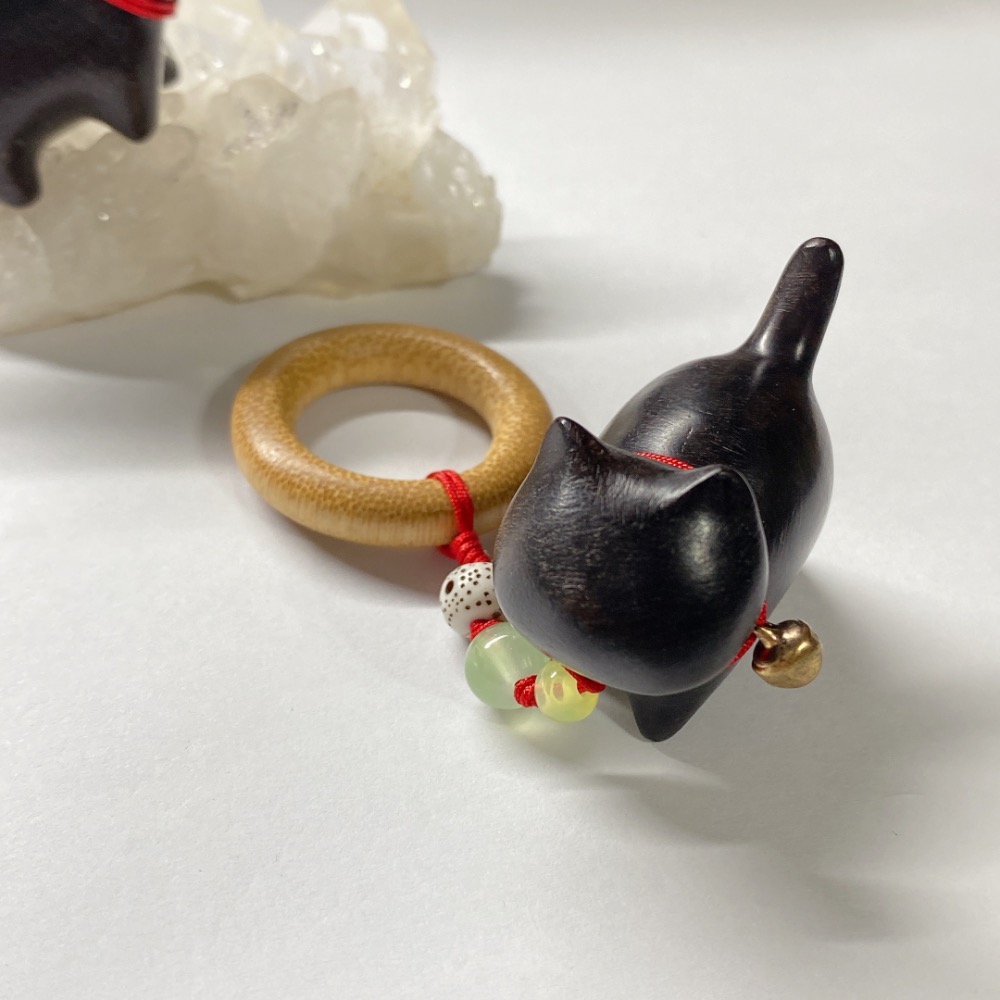 BKL可愛黑檀木貓咪雕刻｜吊飾-細節圖5