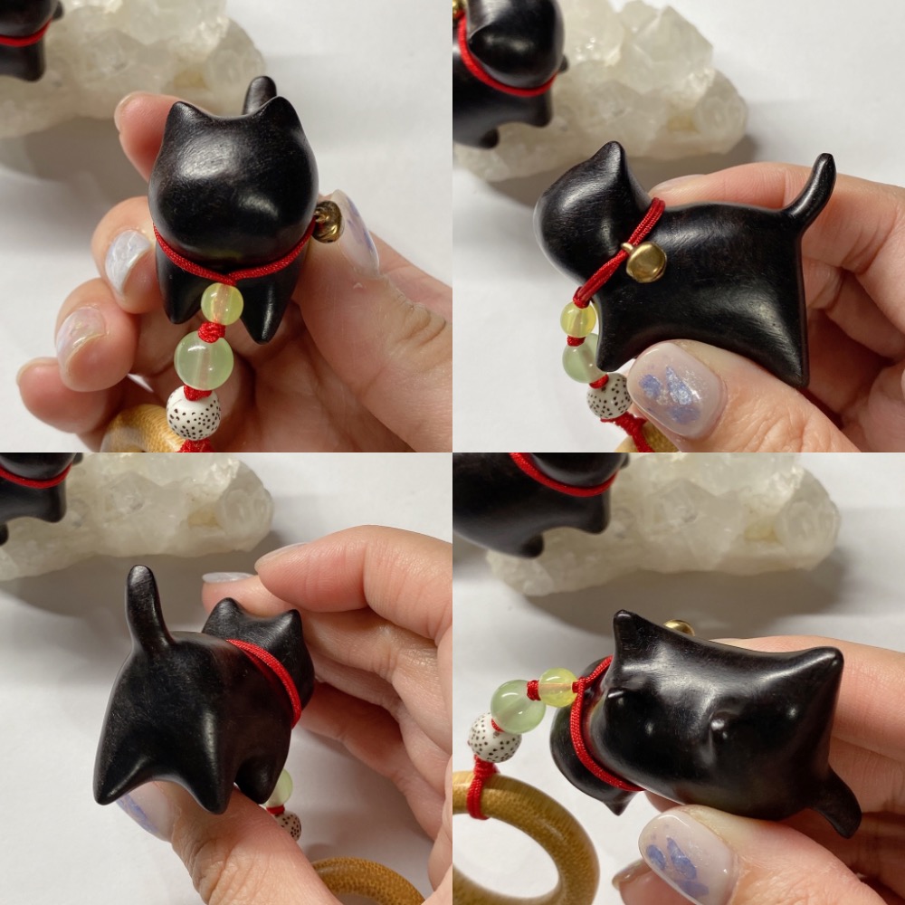 BKL可愛黑檀木貓咪雕刻｜吊飾-細節圖6