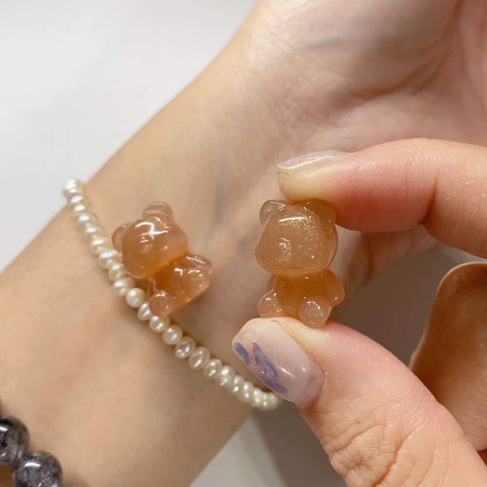 BKL金沙橙月光石坐姿熊雕刻｜直通孔-細節圖6