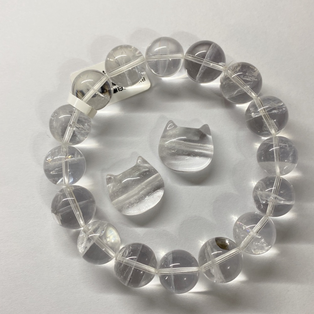 BKL天然白水晶貓咪雕刻｜橫通孔-細節圖6