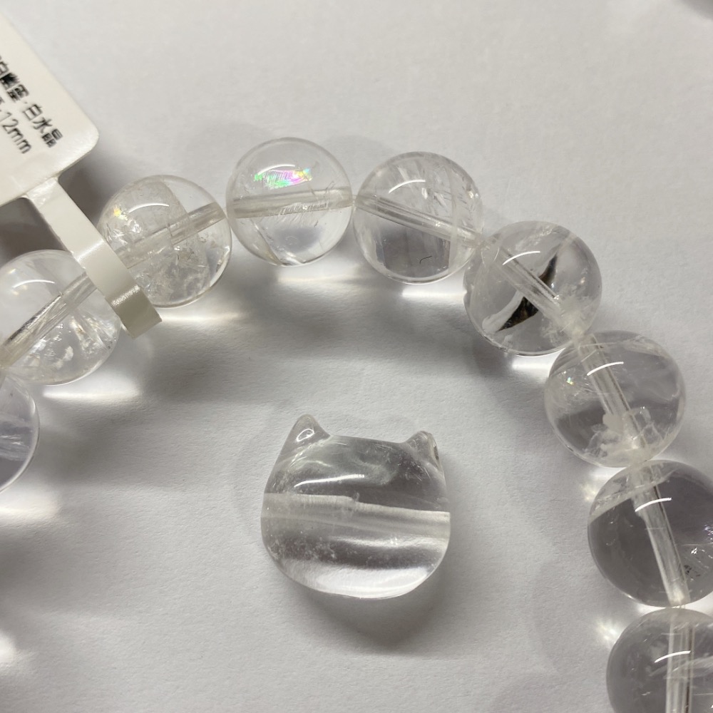 BKL天然白水晶貓咪雕刻｜橫通孔-細節圖8
