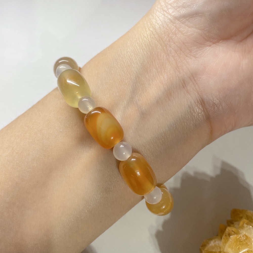 BKL夏日百香果·橙黃瑪瑙桶珠-細節圖6