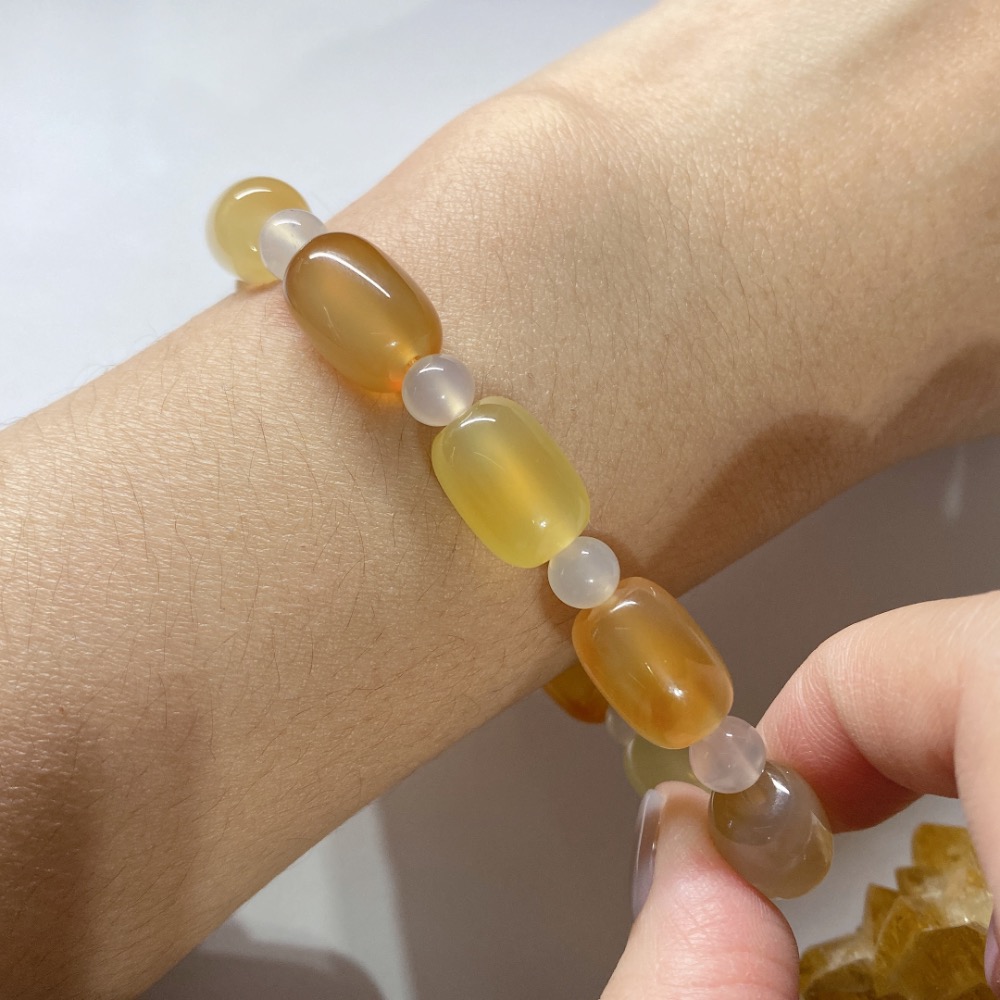 BKL夏日百香果·橙黃瑪瑙桶珠-細節圖7
