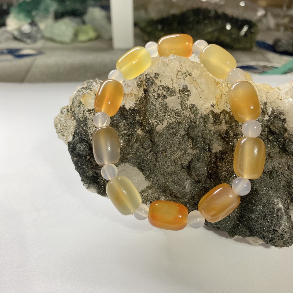 BKL夏日百香果·橙黃瑪瑙桶珠-細節圖10