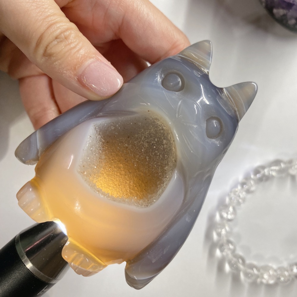 BKL天然瑪瑙龍貓雕刻-細節圖5