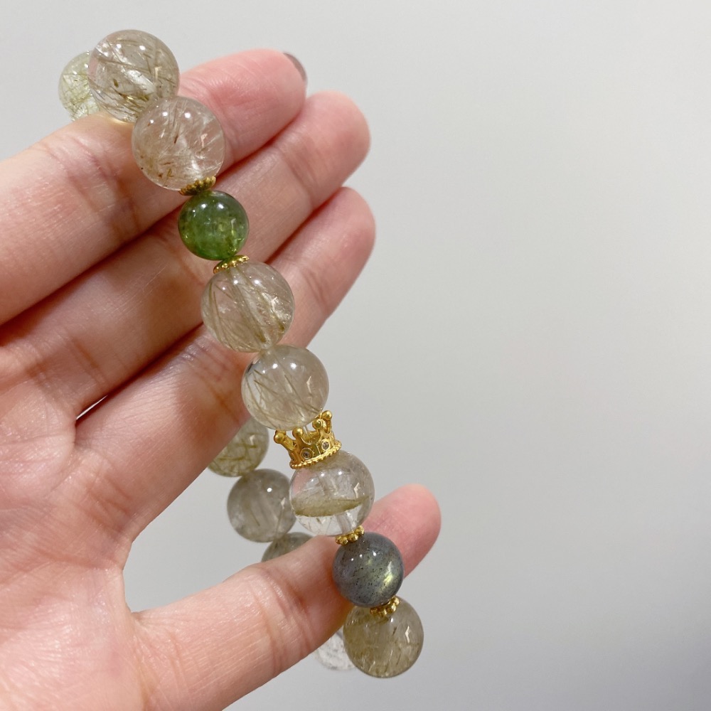 BKL綠碧璽髮x白水晶x拉長石x櫻花綠髮x綠祖母晶｜設計款-細節圖9